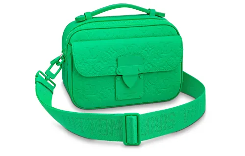 LOUIS VUITTON S Lock Messenger Monogram Embossed Minty Green