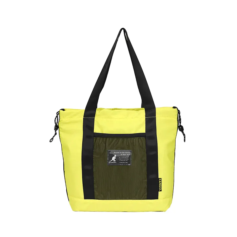 KANGOL Polyester Tote Bag, Shopping Bag, Shoulder Bag Unisex Neon Green/Violet
