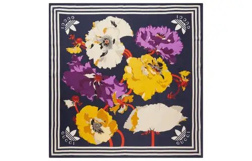 GUCCI X Adidas Maxi Flower Print Silk Scarf