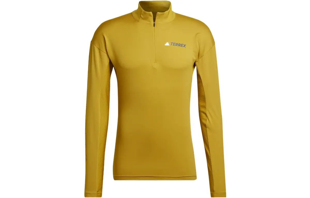 Adidas T-Shirts Men's Yellow Half-Turtleneck Moderate Straight Fit