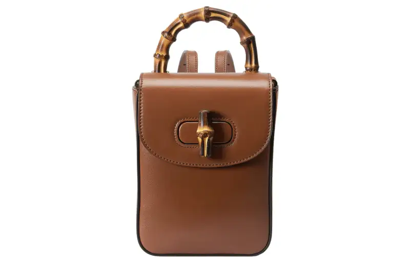 GUCCI Bamboo 1947 Leather Backpack Mini Women's Brown