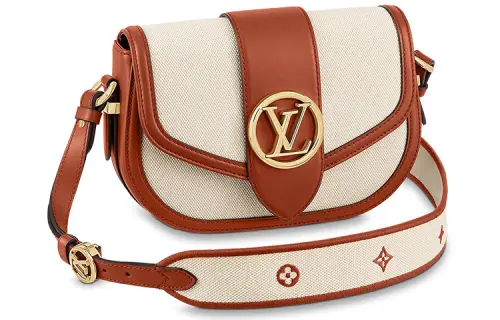 LOUIS VUITTON Pont Canvas With Smooth Cow Leather Shoulder Bag, Crossbody Bag Medium Women's Beige/Brown