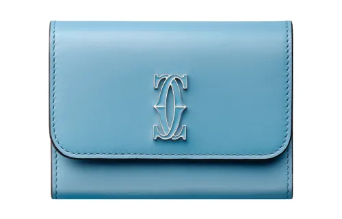 CARTIER C De Cartier Collection Calfskin Wallet Mini Women's Blue