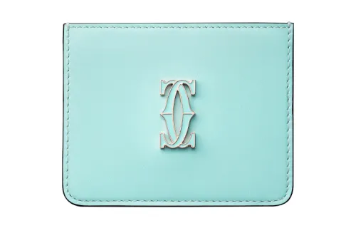 CARTIER C De Cartier Collection Cow Leather Card Holder Women's Mint Green