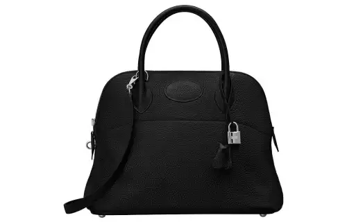 HERMES Bolide Clemence Bullock Leather Bowling Bag, Shoulder Bag, Crossbody Bag, Handbag Women's Noir Black