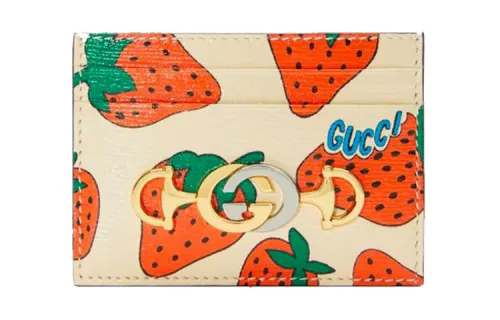 GUCCI Zumi Grain Leather Card Holder Card Holder Regular Women's Beige