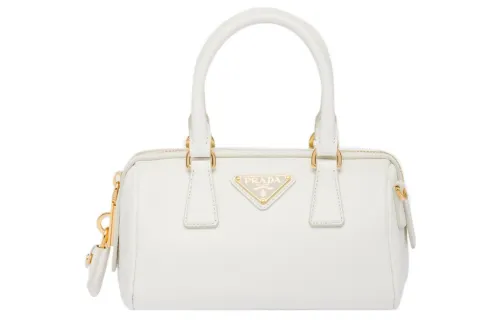 PRADA Saffiano Leather Top Handle Bag White