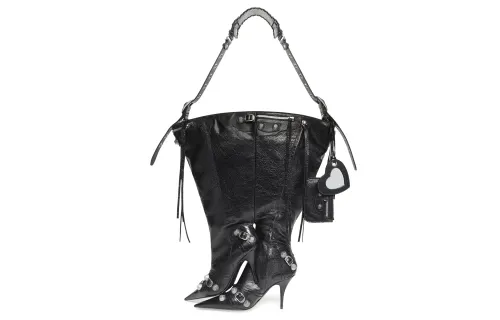 Balenciaga Le Cagole Sheepskin High Heels, Single Shoulder Handbag Women's Black
