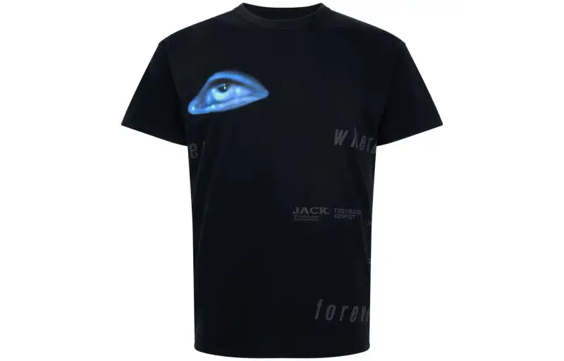 Travis Scott X PlayStation T Shirts Men's Black Crew Neck Moderate Straight Fit