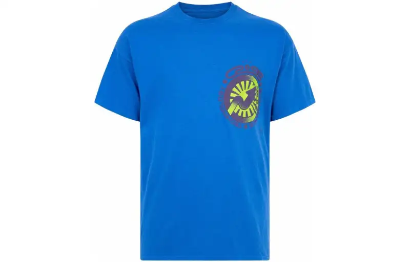 Travis Scott T Shirts Men's Blue Crew Neck Moderate Straight Fit