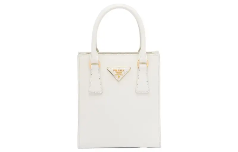 PRADA Saffiano Leather Shoulder Bag, Crossbody Bag, Handbag Women's White