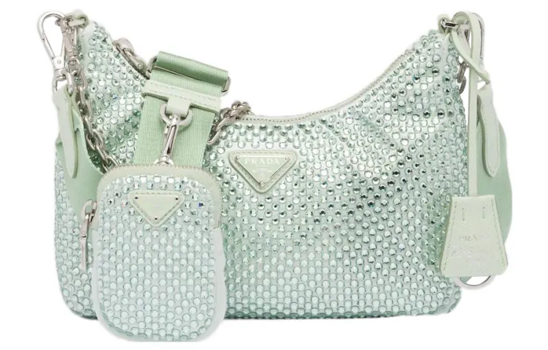 PRADA Re Edition 2005 Satin Bag Aqua