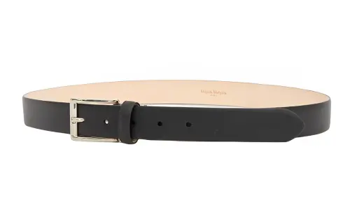 Maison Margiela Minimalist Style Pin Buckle Leather Belt Black