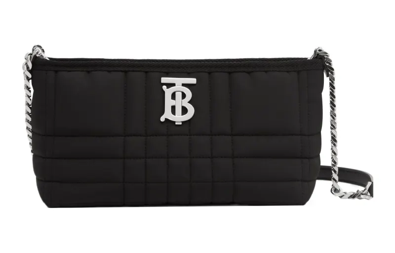 Burberry Lola Bag Lambskin Trim Shoulder Bag, Crossbody Bag Small Women's Black