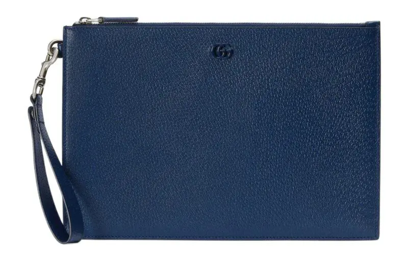 GUCCI GG Marmont Leather Clutch Unisex Royal Blue