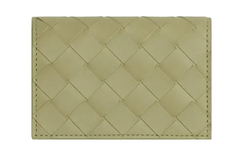 Bottega Veneta Cow Leather Card Holder Men's Cave Stone/Parrot Green