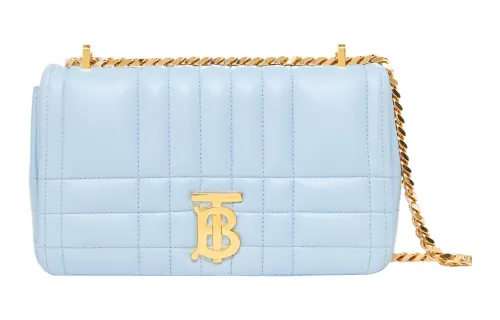 Burberry Quilted Leather Lola Bag Small Pale Blue