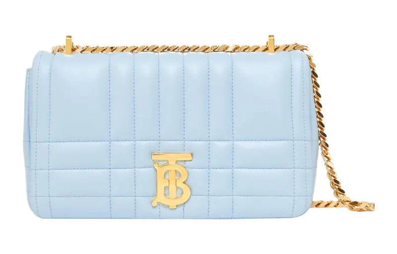 Burberry Quilted Leather Lola Bag Small Pale Blue