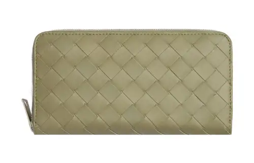 Bottega Veneta Cow Leather Wallet Large Men's Cave Stone/Parrot Green