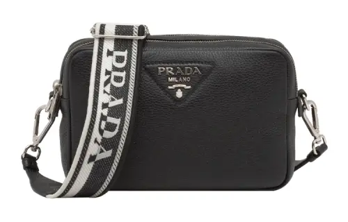 PRADA Leather Camera Bag, Shoulder Bag, Crossbody Bag Women's Black