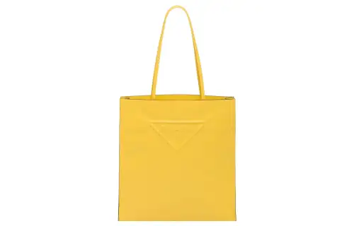 PRADA Triangle Leather Tote Bag, Shopping Bag, Handbag Women's Yellow