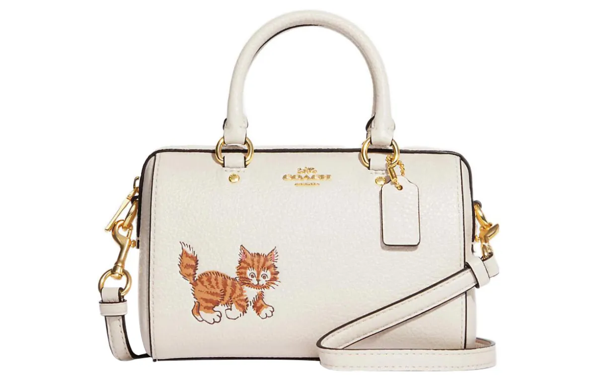 COACH Rowan Leather Shoulder Bag, Crossbody Bag, Handbag Mini Women's Chalk White