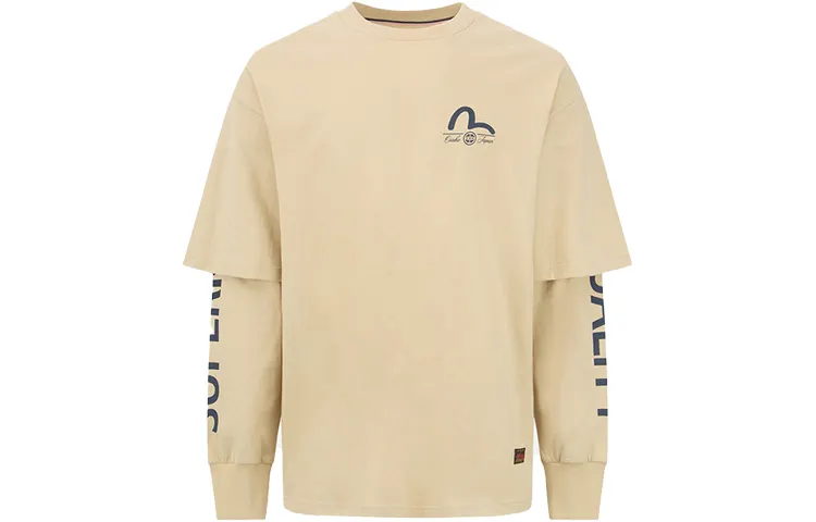 EVISU T Shirts Men's Crew Neck Moderate Mock Two Piece