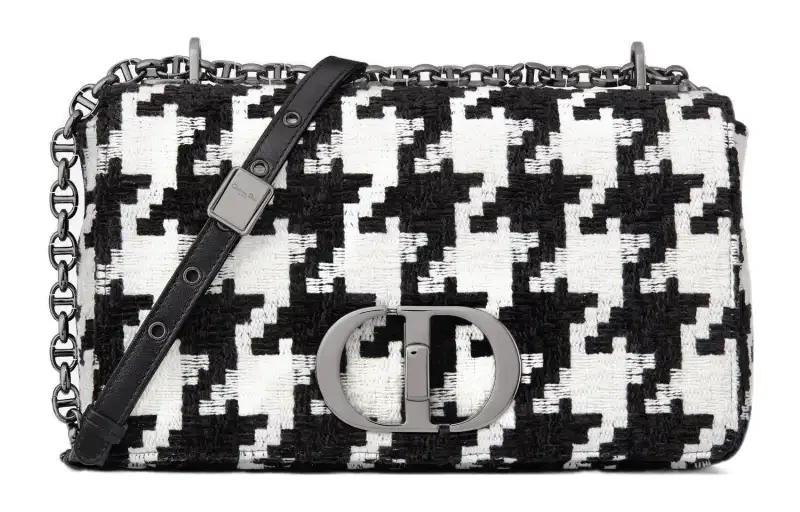 DIOR Caro Embroidery Shoulder Bag, Crossbody Bag Medium Women's Black/White