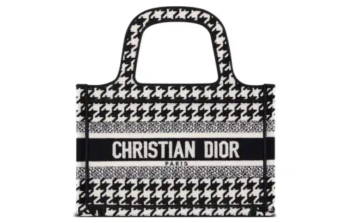 DIOR BookTote Embroidery Tote Bag, Shopping Bag, Handbag Women's Black/White
