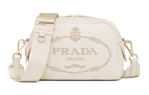 PRADA Leather Shoulder Bag, Crossbody Bag Women's Gray White