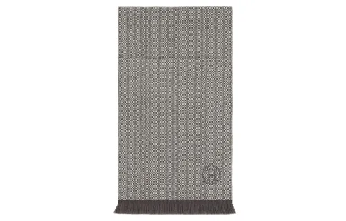 HERMES Cashmere Knit Scarf Unisex Gray