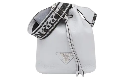 PRADA Leather Water Bucket, Shoulder Bag, Crossbody Bag Regular Women's Blue