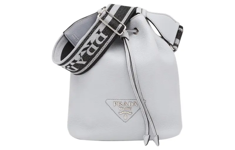 PRADA Leather Water Bucket, Shoulder Bag, Crossbody Bag Regular Women's Blue