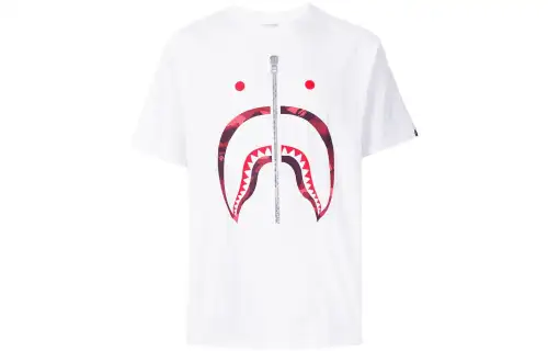 A BATHING APE T Shirts Men's White Crew Neck Moderate Straight Fit