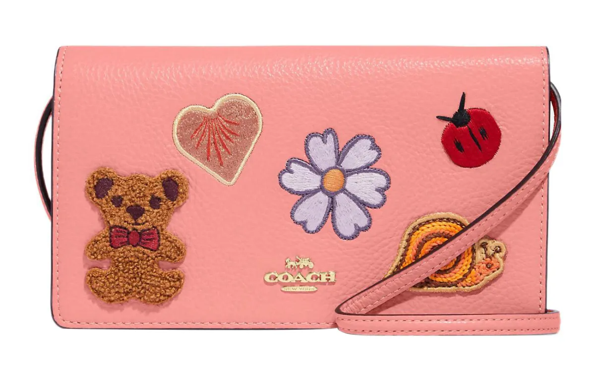 COACH Anna Refined Pebble Leather Small Square Bag, Crossbody Bag, Shoulder Bag Women's Candy Pink