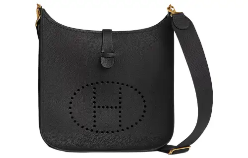 HERMES Evelyne Leather Crossbody Bag, Shoulder Bag 33 Women's 89 Noir Black