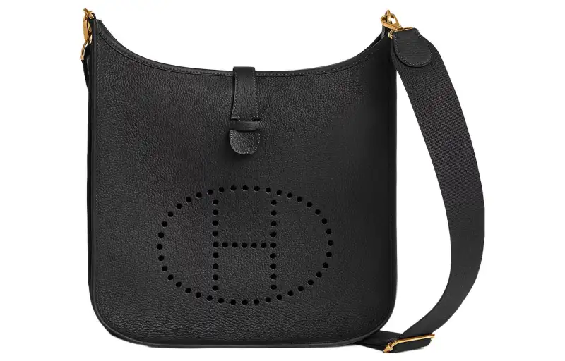 HERMES Evelyne Leather Crossbody Bag, Shoulder Bag 33 Women's 89 Noir Black