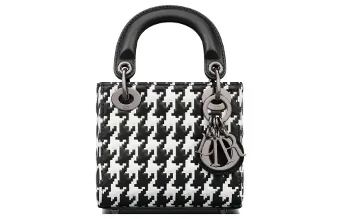 DIOR Lady Dior Cow Leather Handbag Shoulder Bag, Crossbody Bag, Handbag Extra Mini Women's Black/White