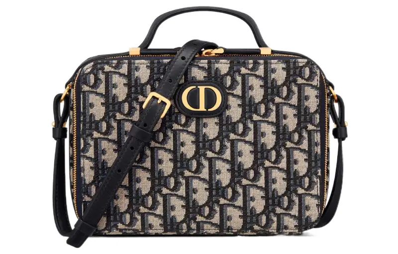 DIOR 30 Montaigne Jacquard Leather Portable Crossbody Bag, Shoulder Bag Regular Women's Blue