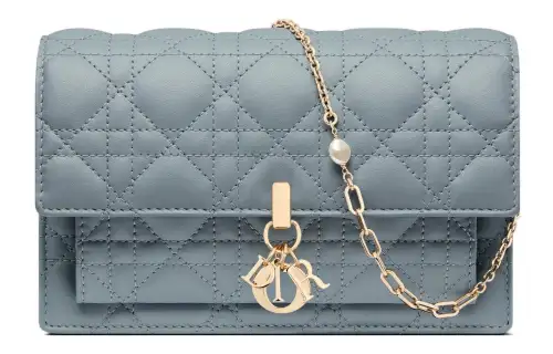 DIOR My Dior Sheepskin Handheld Shoulder Bag, Crossbody Bag Women's Powder Blue