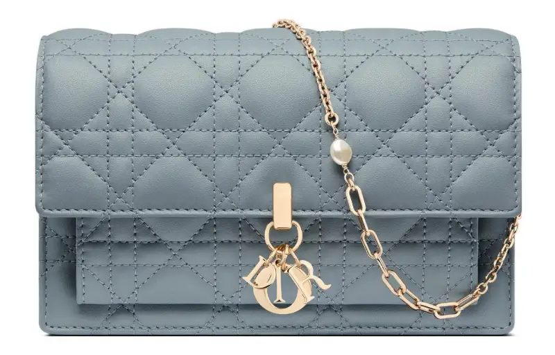 DIOR My Dior Sheepskin Handheld Shoulder Bag, Crossbody Bag Women's Powder Blue