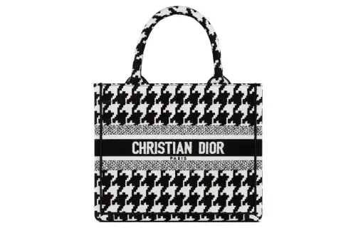 DIOR BookTote Embroidery Tote Bag, Shopping Bag, Handbag Small Women's Black/White