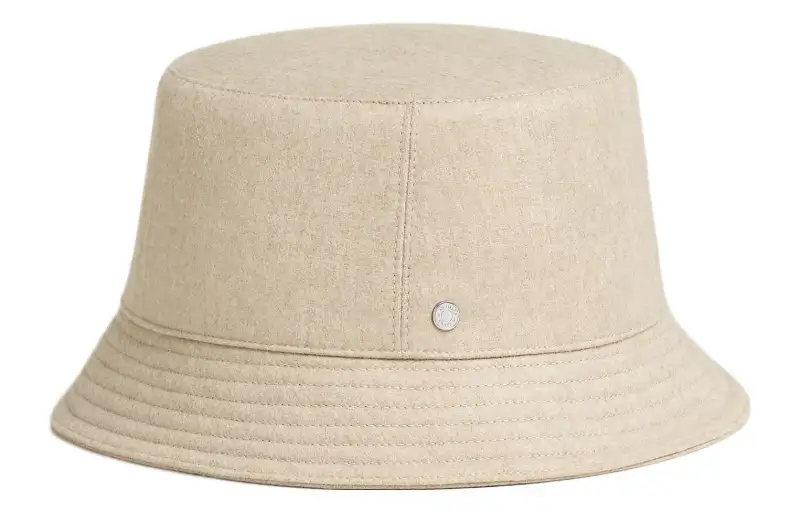 HERMES Cashmere Bucket Hats Women's Beige Gray