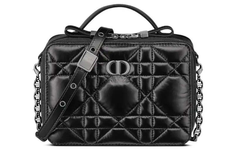 DIOR Caro Cow Leather Portable Crossbody Bag, Shoulder Bag Regular Women's Black