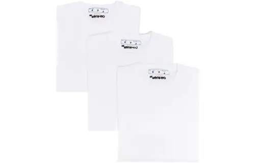 OFF WHITE T Shirts Men's 3 Pack White+White+White Crew Neck Moderate Straight Fit