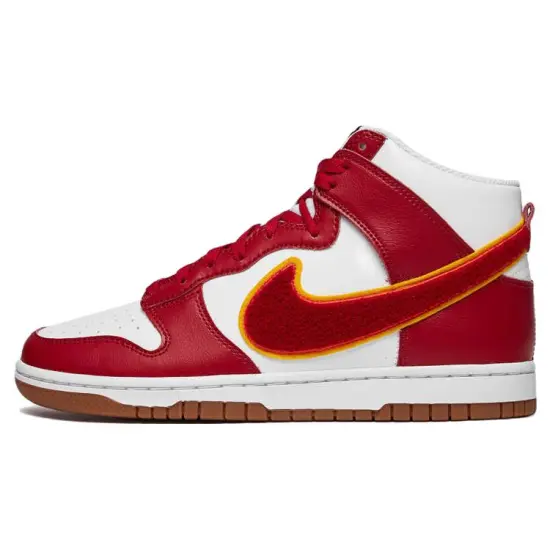 Nike Dunk High Chenille Swoosh White Gym Red