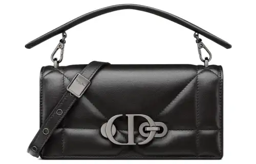 DIOR 30 Montaigne Wicker Pattern Sheepskin Portable One Shoulder Crossbody Clutch Women's Black