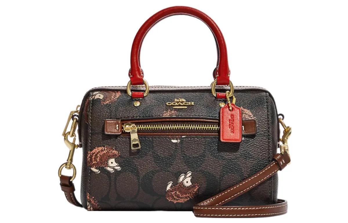 COACH Rowan Artificial Leather Handbag Small Women's Brown & Black