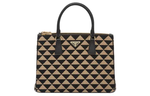 PRADA Saffiano Fabric With Leather Shoulder Bag, Crossbody Bag, Handbag Women's Black Rice Multicolor