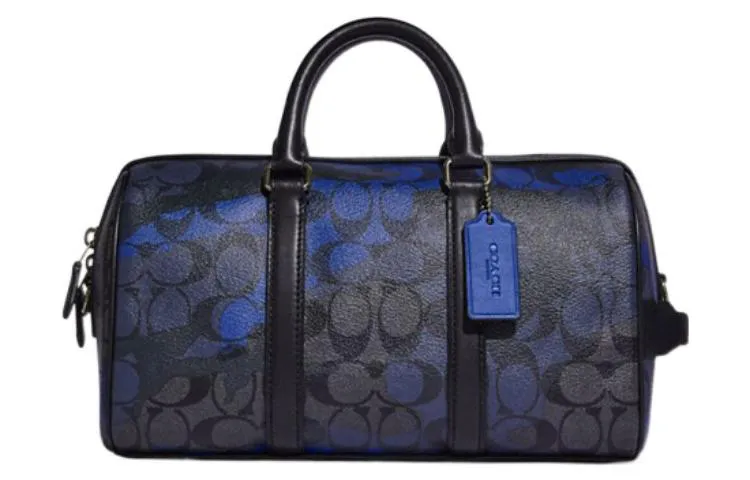 COACH Venturer Coated Canvas With Cow Leather One Shoulder Crossbody Handbags Large Men's Black & Blue